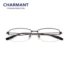 CHARMANT Beta Titanium Glasses Frames for Men Half Rimless Optical Spectacles Men Square Eyeglasses Frame CH10327