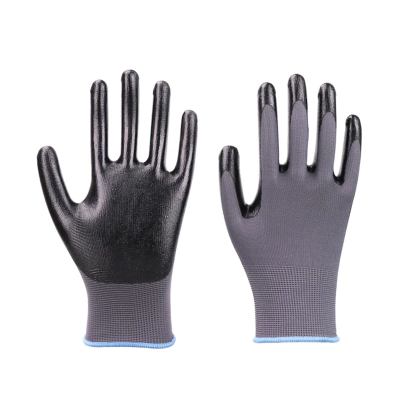 3 пары перчаток, маслостойкие, GMG, красные, черные, белые, серые, полиэфирные оболочки, нитрил, гладкое покрытие, защитные рабочие перчатки, перчатки для механики - Цвет: Grey