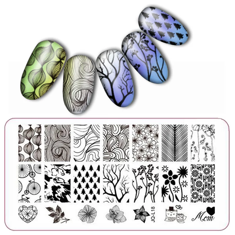 

1Pc Nail Art Stamping image of sexy fashion reusable template stamping long Pine Narcissus JQL18