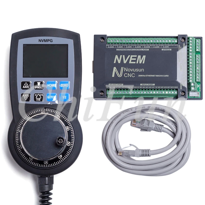 

NVEMV2 6 Axis CNC Controller MACH3 Ethernet Interface Board Card + NVMPG Digital Display handwheel 6 axis Pulse generator