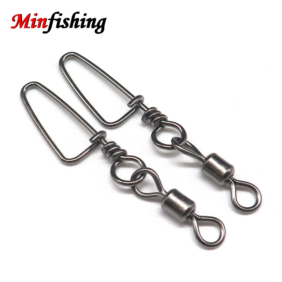 Minfishing 25 pcs Stainless Steel Ball Swivel Snap Rolling Swivel River Fishing Hook Connector Accessories MSHX