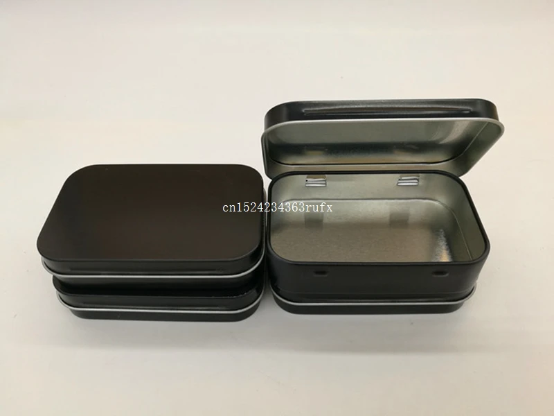 

100 Pcs Metal Storage Box Black Tin Boxes Small Gift Boxes Sealing Plain Tin Box Jewelry Storage Box