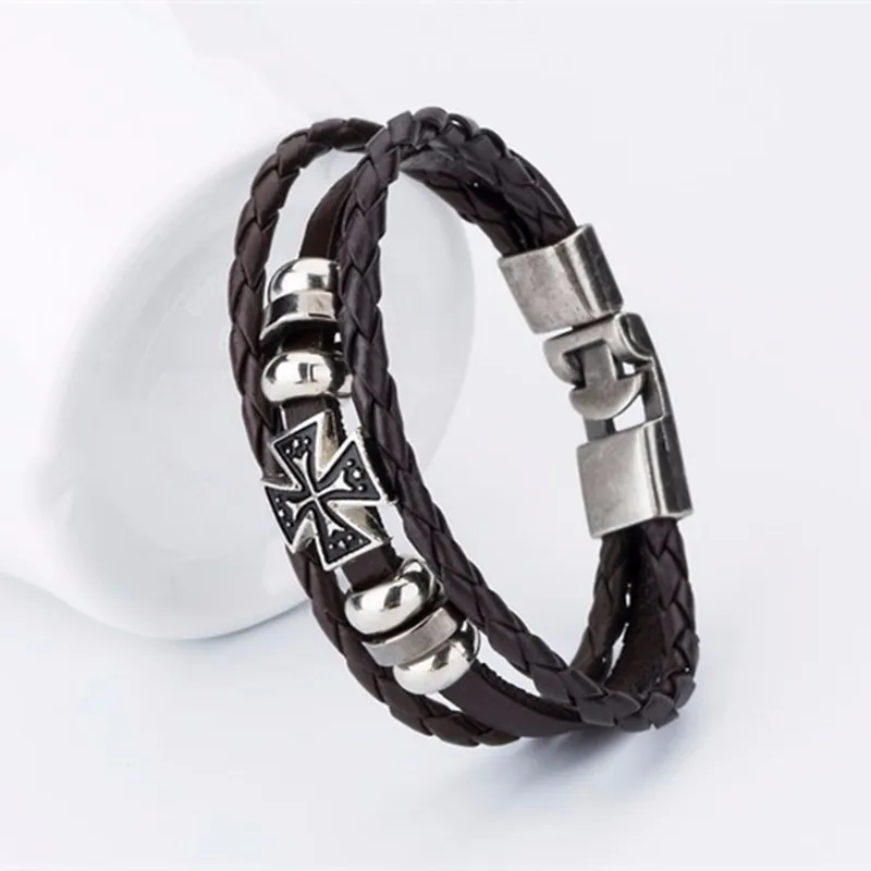 YIZIZAI модный браслет из натуральной кожи, многослойный браслет с якорем для мужчин и женщин, винтажный панк-рок женский сплав, очаровательные ювелирные изделия - Окраска металла: Coffee