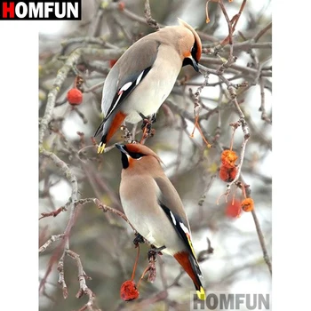

HOMFUN Diy Diamond Painting Cross Stitch Set "Bird snow scene" Home Decor Square Round Diamond Embroidery 5D Needlework A17806