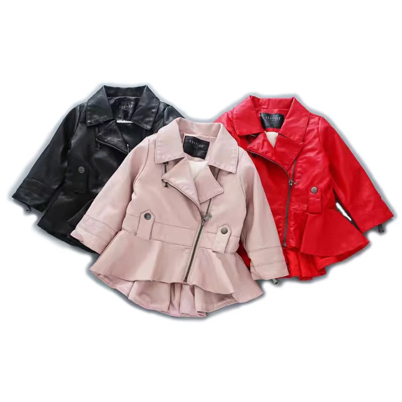 Baby Girls Leather Jackets Spring Autumn Girls PU Leather Jacket