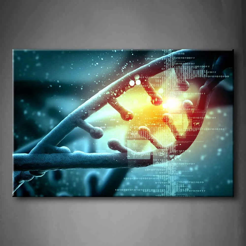 

1 Pic Framed Wall Art Pictures Color Dna Molecule Abstract Canvas Print Abstract Posters With Wooden Frames For Decor