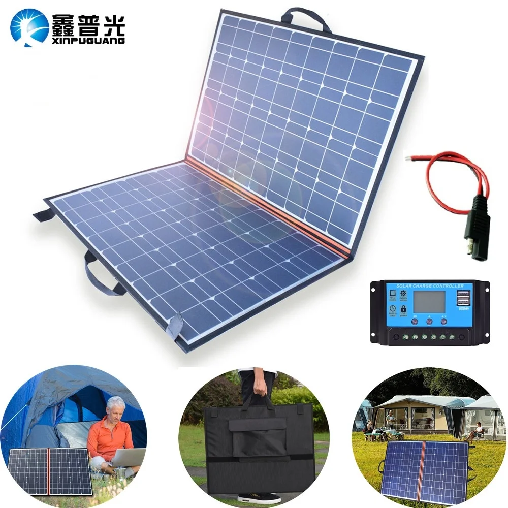 

Xinpuguang 110W 18V Solar Panel Cell Charger kit 100W Folding Portable Power Bank Controller USB for Battery Hiking Camping bag