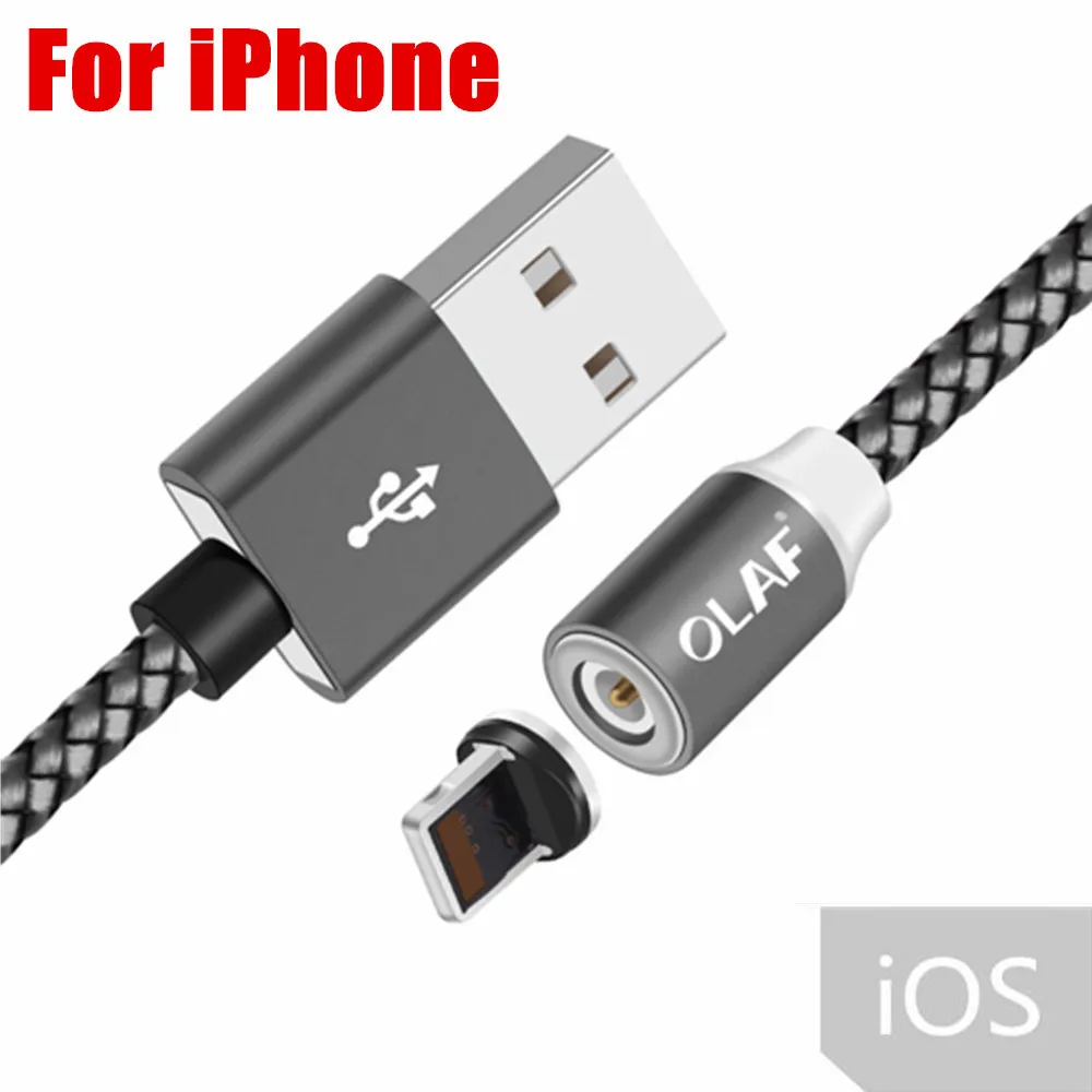 2 м 1 м микро USB Магнитный кабель для iPhone X Xr Xs Max usb type C кабель Быстрый Магнитный usb кабель для зарядки для samsung S9 Xiaomi - Цвет: Grey for iPhone