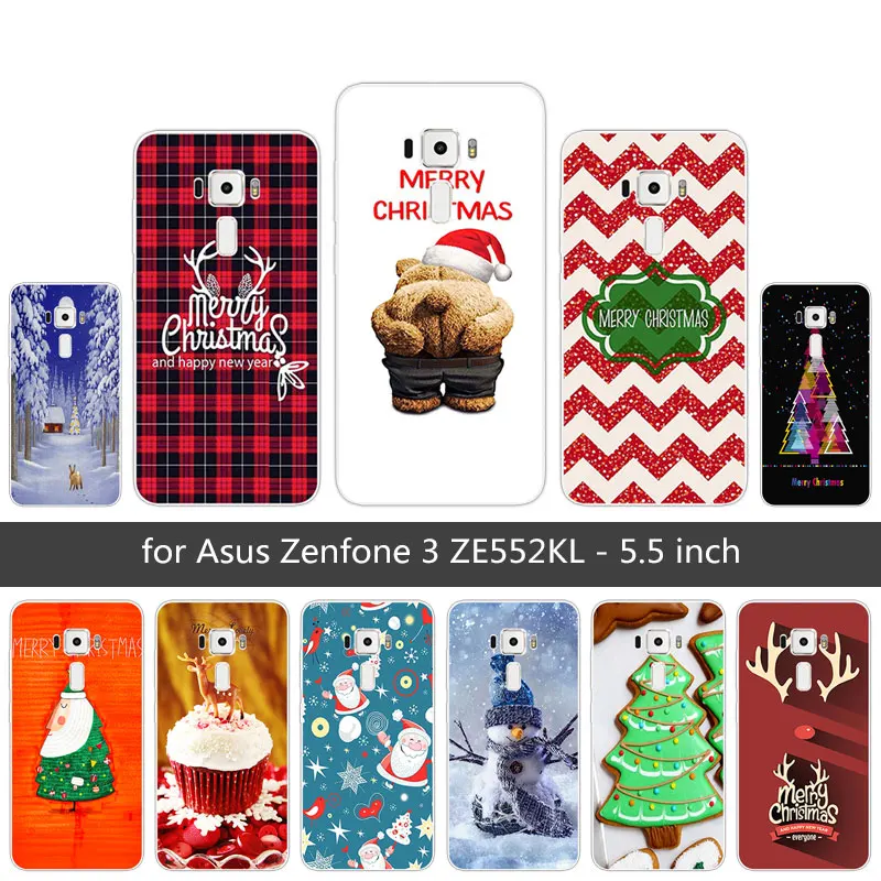 For Asus Zenfone 3 ZE552KL Merry Christmas Case TPU Silicone Back Cover 5.5 inch for |