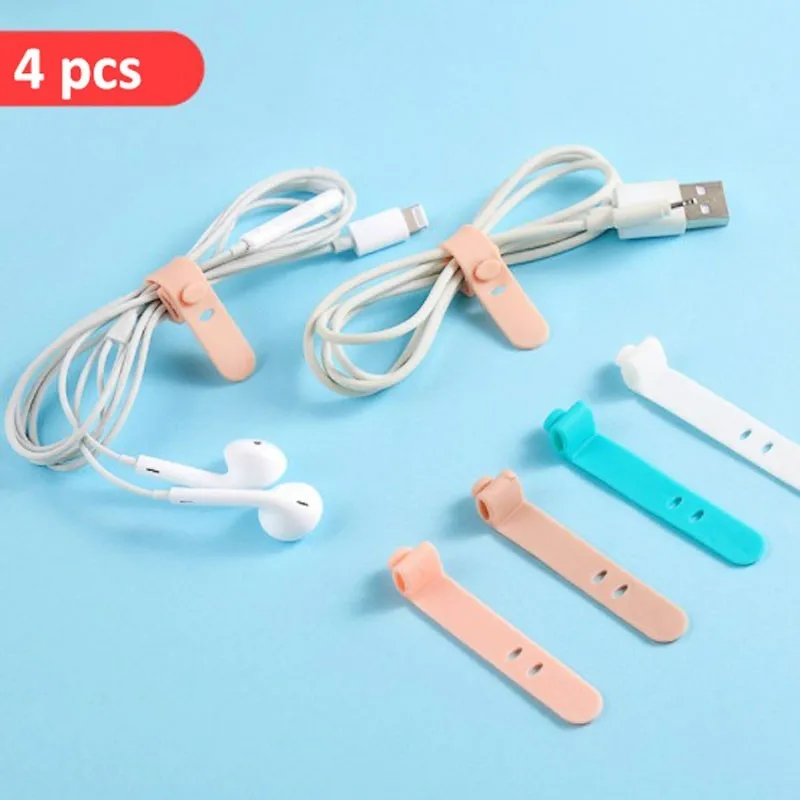 

4/PCS Silicone Data Wire Cable Buckle Earphone Phones Cable Winder Organizer Data Line Cable Tie Storage Buckle