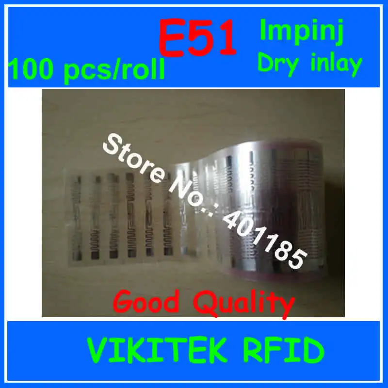 

UHF RFID tag Impinj E51 dry inlay 100pcs 860-960MHZ Monza5 915M EPC C1G2 ISO18000-6C can used to RFID tag and label