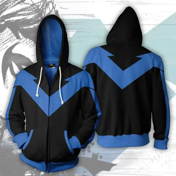 

Nightwing Sweatshirts Cosplay DC Avengers Costume 3D Printed Sweatshirt Cardigan Sweater Cosplay Anime hooded sweater Jackets