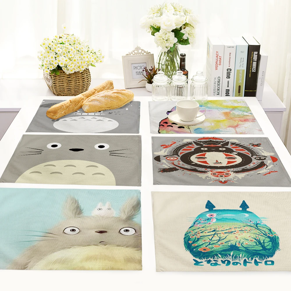 Cute Cartoon Totoro Pattern Table Mat Animal Placemat Kitchen Decoration Dining Accessories 42x32cm MC0016 | Дом и сад