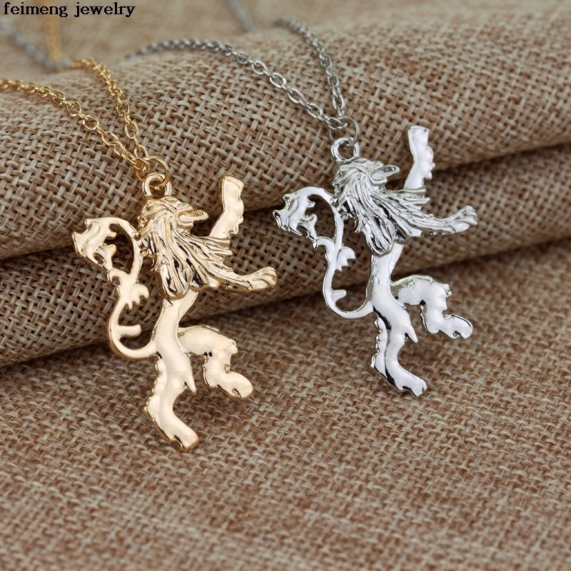 

Wholesale 20pc/lot game of thrones necklace vintage cersei lannister hourse gold lion badge pendant song of ice and fire