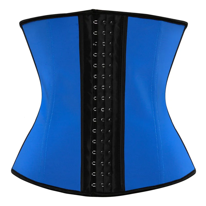 Латексный корсет под грудь, 3 крючка, леопардовое нижнее белье, утягивающий резиновый пояс, Бюстье размера плюс XS-6XL - Цвет: blue