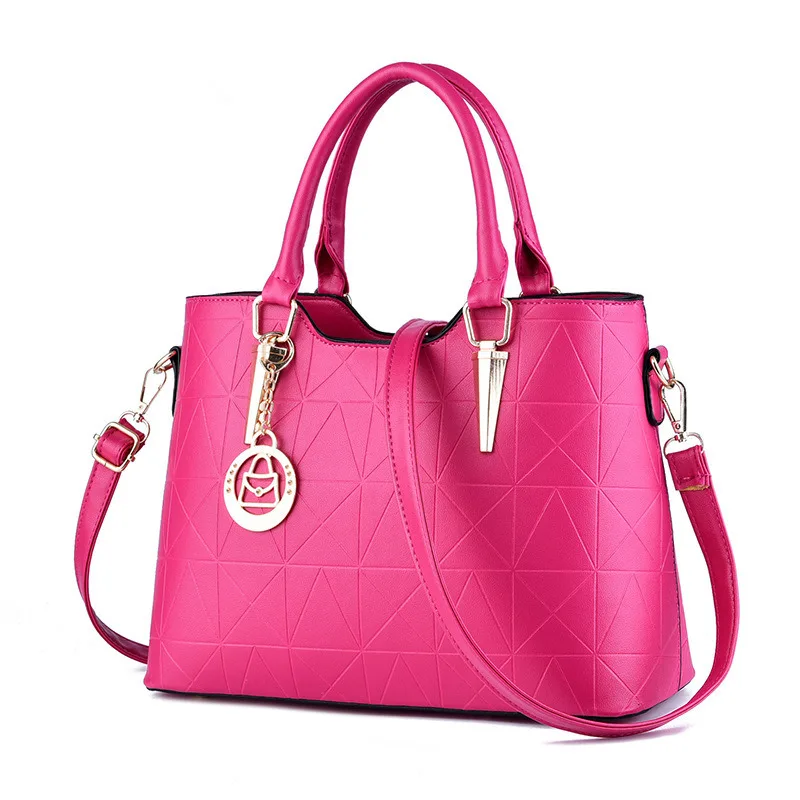 

Elegant Women Handbag Casual Fuchsia PU Office Lady Shoulder Bag Tote Crossboday Messenger Zipper