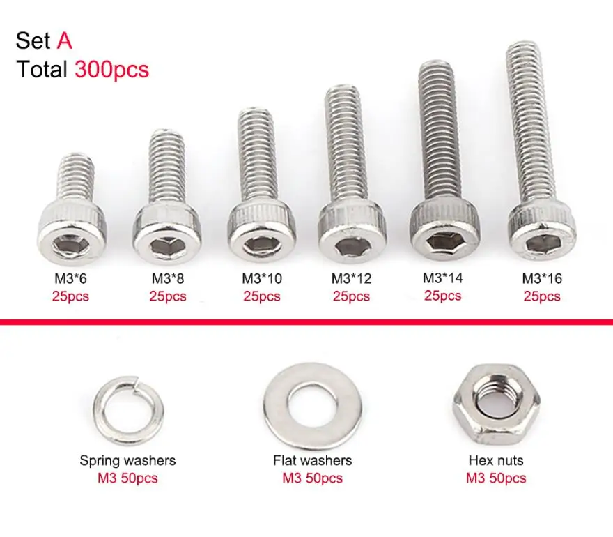 M3 Stainless Steel SS304 Hex Socket Cap Head Screws Bolts Fastener Supply 100pcs M312