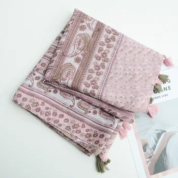 

KYQIAO women vintage ethnic hijab scarf female autumn spring Mexico style luxury brand long totem pattern scarf casaco feminino