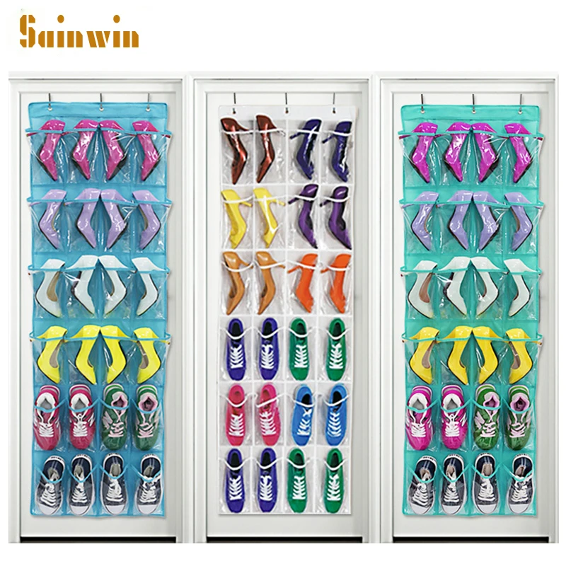

Sainwin 24 Pockets Over Door Hanging Bag Box Shoes Organize Storage Tidy Storage Box Hanging bags Rack Hanger 49cm*165cm