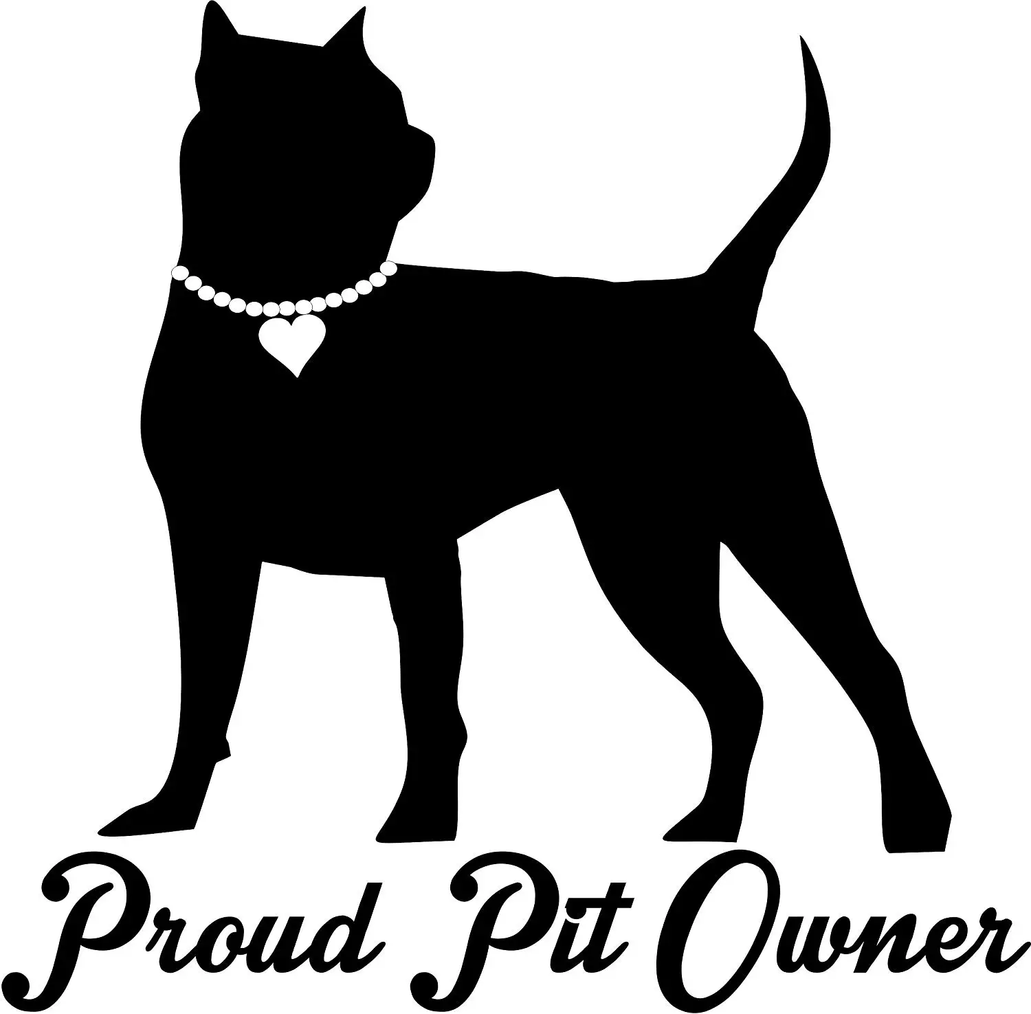 

Proud PIT Owner Girl Pitbull Pearl Heart Choker - Pit bull Dog Vinyl Car Decal, Laptop Decal, Car Wall Sticker (6in, Black)