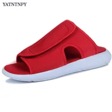 YATNTNPY/большие размеры; пляжные сандалии для мужчин; летние мужские Вьетнамки; шлепанцы без задника; удобные тапочки из эластичной ткани; повседневная обувь на плоской подошве