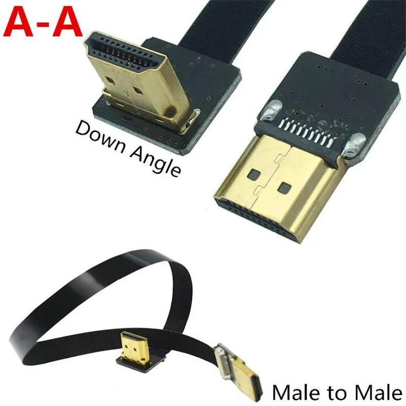 FPV HDMI мужчина к HDMI Тип вниз Угловой 90 градусов Мужской HDTV FPC плоский кабель для Multicopter аэрофотосъемки