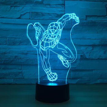 

Creative Superhero Cartoon 3D Lamp LED Spider Man 3D Night light USB Colorful Mood Table Decorative Lamp Atmosphere Gifts