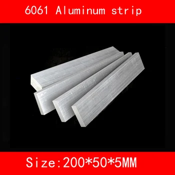 

6061 aluminum strip size 200*50*5mm AL strip Metal silver color 1 pcs