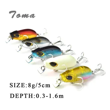 

TOMA 5PCS/lot Minnow Fishing Lures Hard Bait Slowly Sinking 5cm 8g 0.3-1.6m Floating Artificial Lure Treble Hooks Crankbait