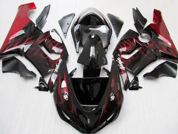 

ABSFairings Red flame black 100%NEW fairing kit For NINJA ZX 6R 636 05 06 ZX-6R 05-06 ZX6R 2005 2006 ZX 6R 05 06 100%NEW fairing