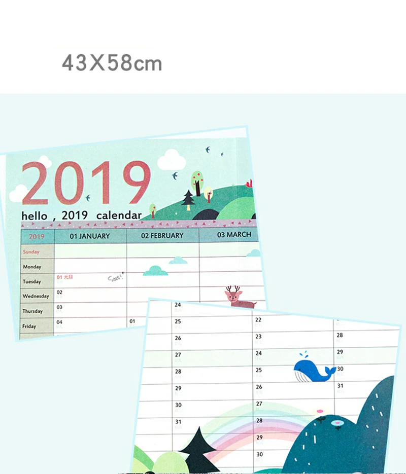 365 дней настенный бумажный календарь офисная школа ежедневный планировщик заметки Calenda очень большое обучение новогодний план расписание 34X48,4 см