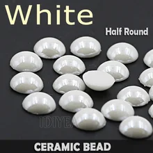 טוב! לבן קרמיקה חצי העגול Flatback פרל חרוזים 2mm 3mm 4mm 5mm 6 מ"מ 8mm 10mm ללא תיקונים טוב מלוטש עבור DIY נייל בגדים(China)