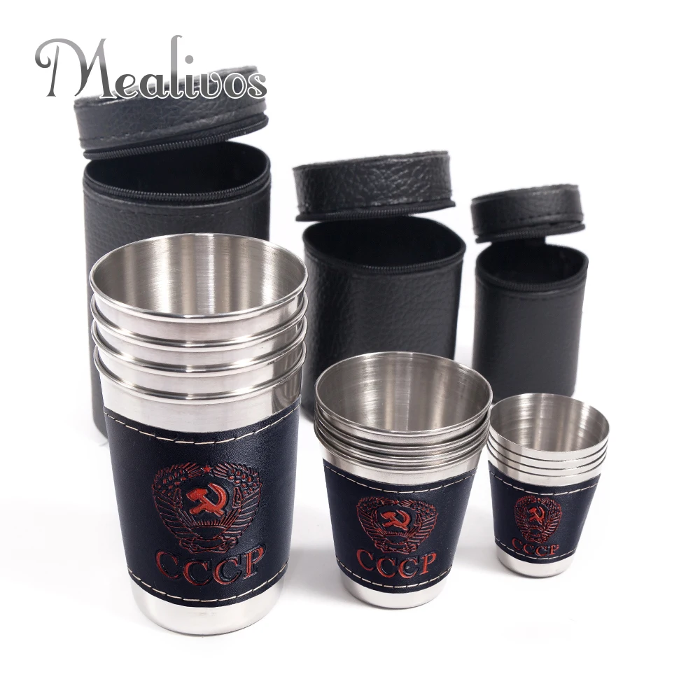 Free Bag CCCP 4pcs cups Set Outdoor Folding portable travel 304 Stainless Steel Cups Wine Beer