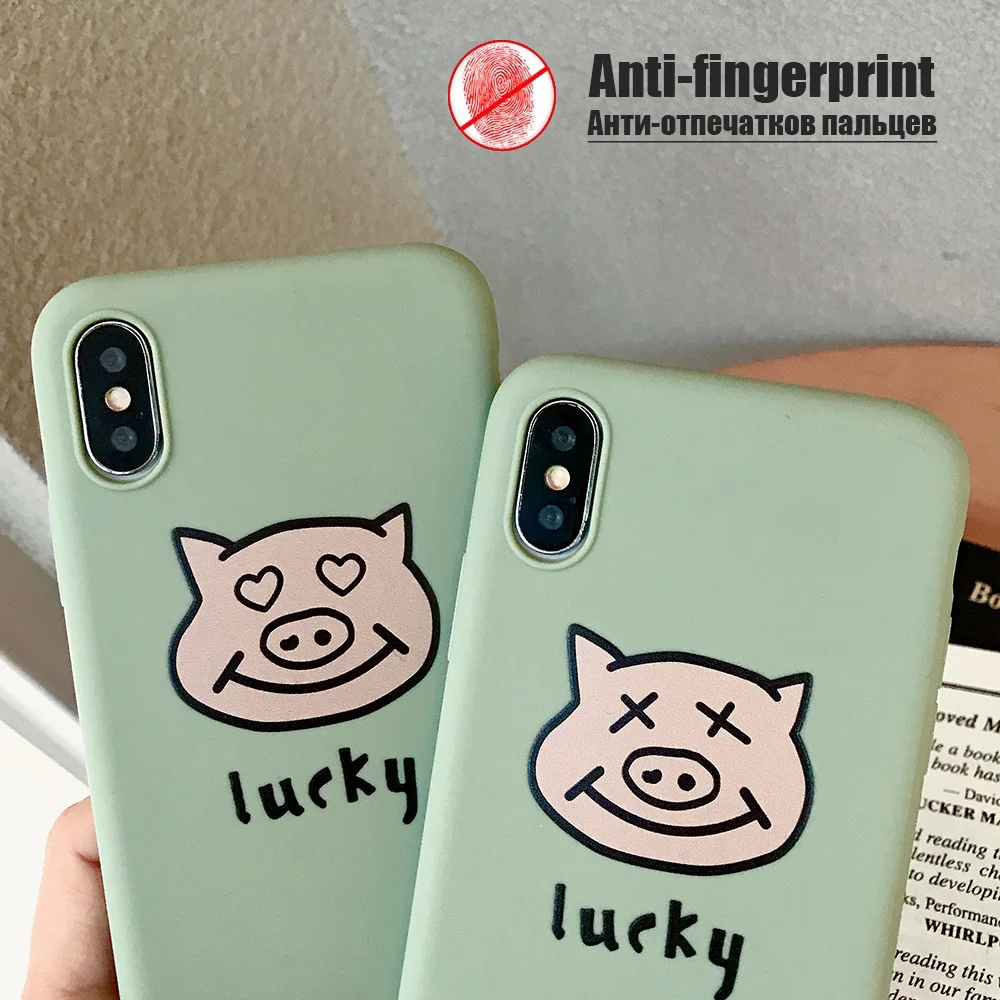 KIPX1075_3_JONSNOW Lucky Pig Pattern Case for iPhone 7 8 6S 6 Plus Soft Silicone Case for iPhone X XR XS Max Cartoon Painted Back Cover Capa Coque Fundas
