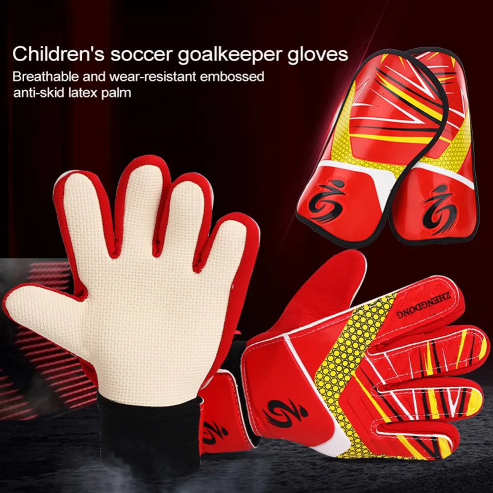Молодежные детские футбольные Вратарские тренировочные перчатки, противоскользящие дышащие вратарские перчатки с защитой ног