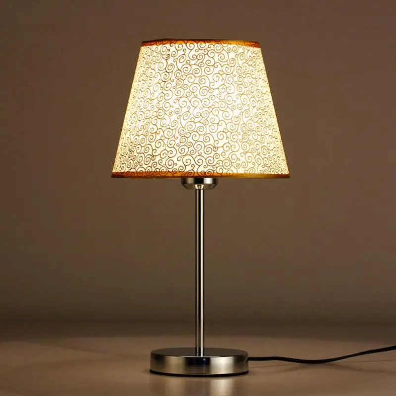 Modern Decorative Golden/white PVC&stainless Steel Led E27 Table Lamp For Bedroom Living Room