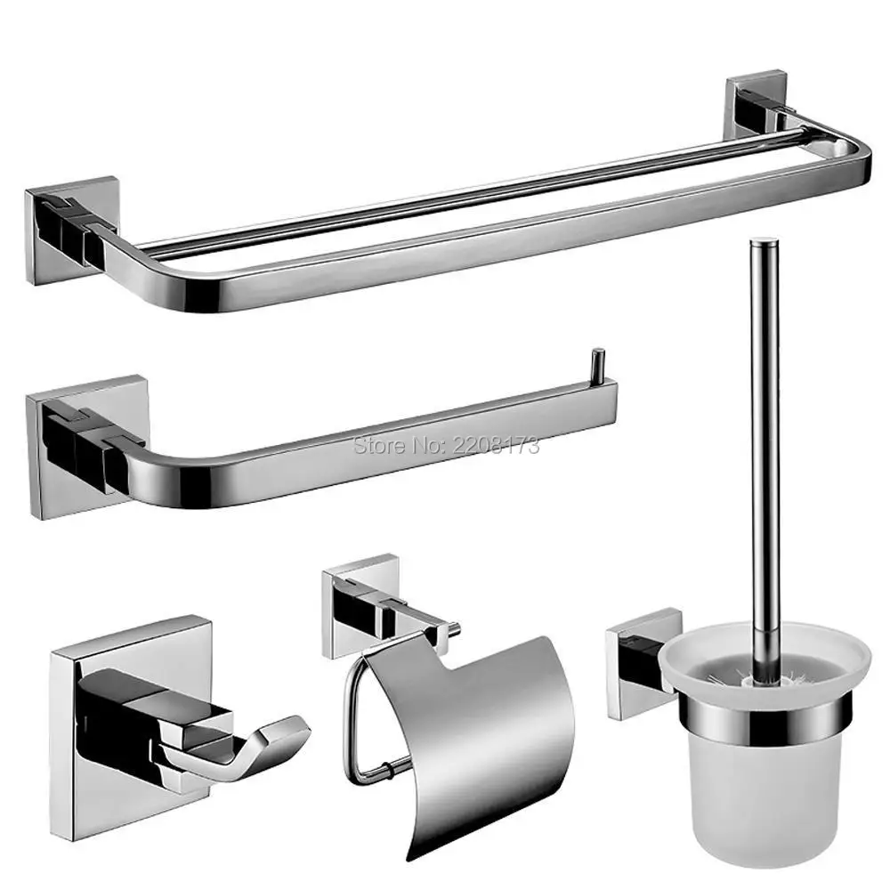 5 Piece Bathroom Accessory Set Chrome Finish Rispa