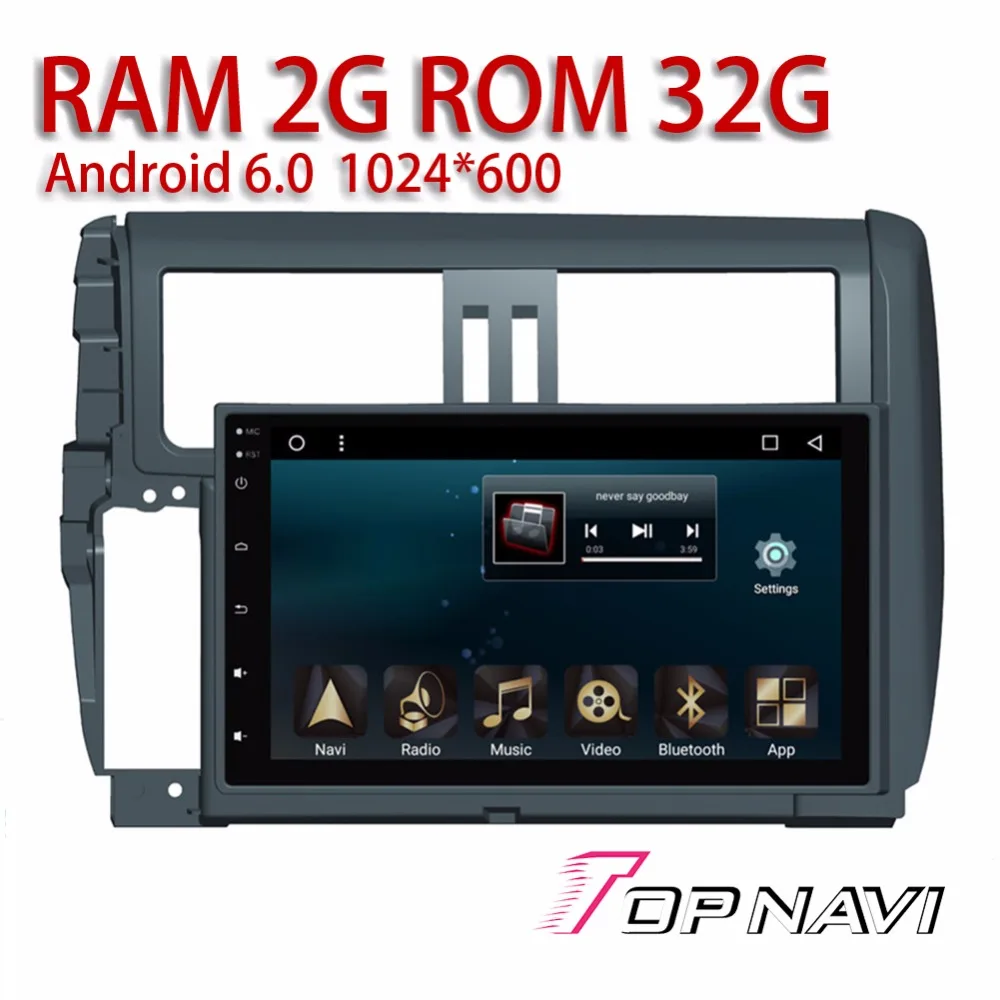 Auto Plug&ampPlay Radio for Toyota PRADO 2010 2011 2012 2013 Android 6.0 9'' Topnavi Quad Core Car Bluetooth Multimedia Players |
