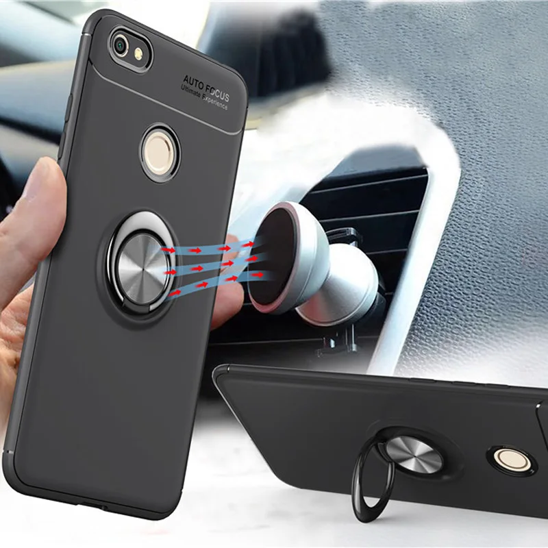 

Luxury High Quality Anti-knock Soft Silicone Back Cover Case For Xiaomi Redmi Note 5A Pro With Color Ring Bracket
