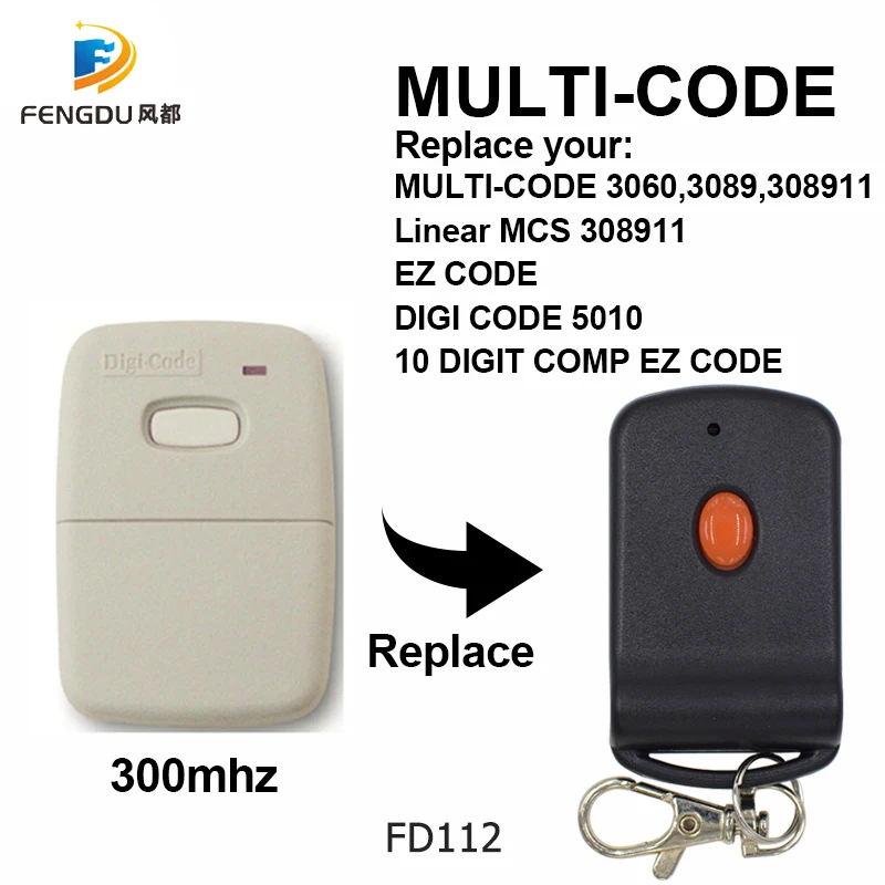 

10pcs MULTI CODE 300mhz garage gate remote for replace MULTI-CODE 3060 3089 308911 Linear MCS 308911 remote control for gates