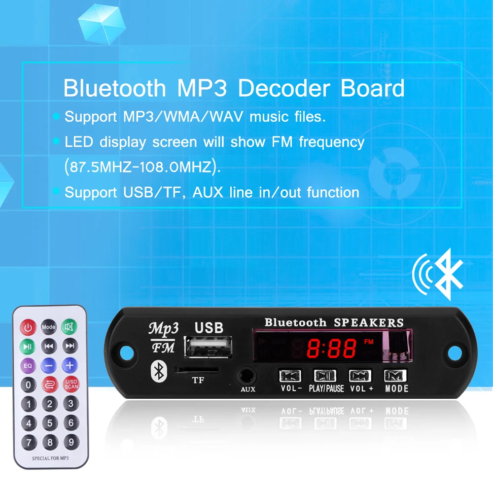 Onever беспроводной Bluetooth fm-передатчик автомобильный комплект плеер 12 в MP3 WMA декодер плата аудио модуль USB TF радио Bluetooth колонки