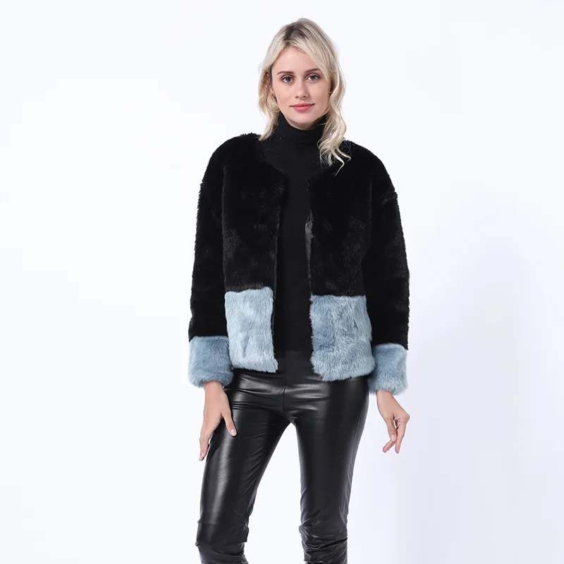 

Spring and Autumn Imitation Fur Coat New Commuter Rabbit Hair Jacket Imitated Leather Jacket for Women Faux Fur Coat