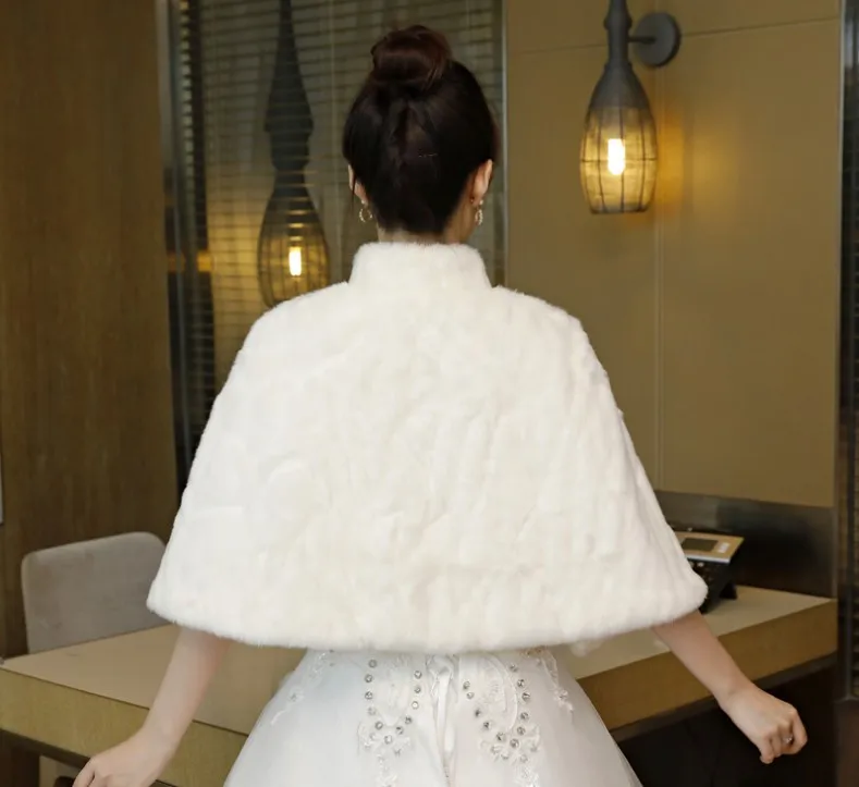 Новый Популярная Кепка рукав Свадебный искусственный мех куртки wrap свадебный модный воротник с рукавами невесты свадебные куртки женские