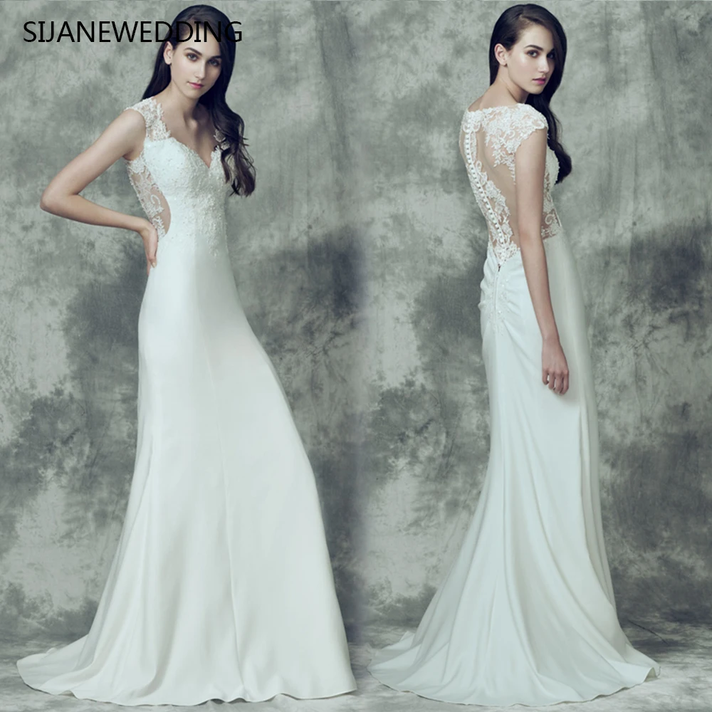 SIJANE Банкетный Тонкий Русалка платья для женщин See Through кружево Vestidos de Novia