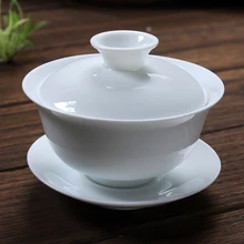 В продаже белая фарфоровая супница gaiwan, китайская чаша с крышкой, керамическая чашка, блюдечко, 120 мл GAIWAN для чая TieGuanYin, быстрая