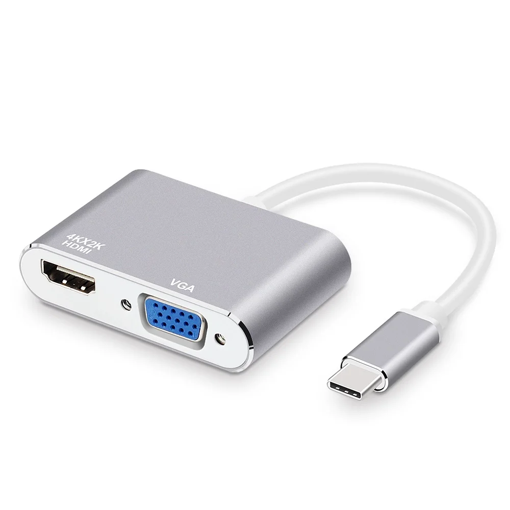 

USB C to HDMI VGA Adapter, Mini USB Type C to HDMI 4K VGA Thunderbolt 3 for Samsung Galaxy S9 MacBook Huawei Mate 10 Pro P20