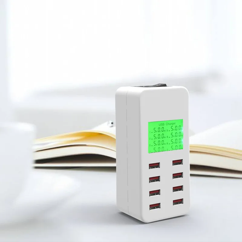 8 ميناء USB شاحن لسطح المكتب 5 V/8A متعددة الذكية محطة شحن سريع مع شاشة الكريستال السائل ل فون سامسونج باد اللوحي 8 ميناء USB شاحن لسطح المكتب 5 V/8A متعددة الذكية محطة شحن سريع مع شاشة الكريستال السائل ل فون سامسونج باد اللوحي