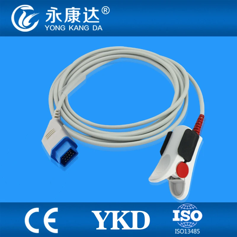 

Nihon kohden adult finger clip spo2 sensor,length 3 meter/14pin spo2 probe,medical TPU cable