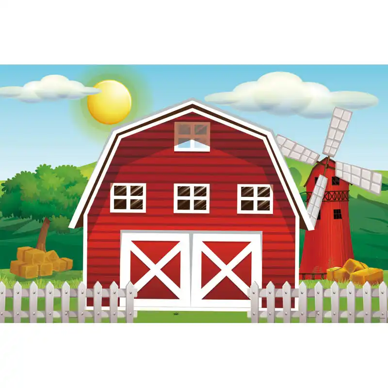 7x5ft Farm Theme Photography Backdrops Red Barn Barnyard House