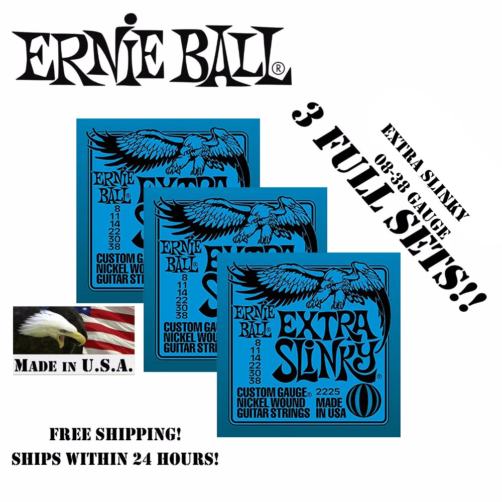 Buy 3 Packs! Original Ernie Ball 2225 Extra Slinky
